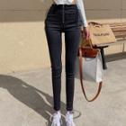 High-waist Lace-up Zip Jeans