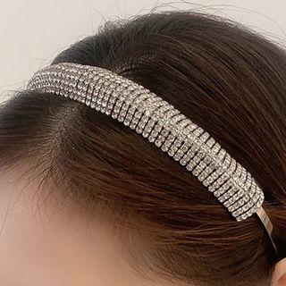 Rhinestone Headband Silver & White - One Size
