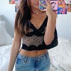 Leopard Print Lace Detailed Camisole Top