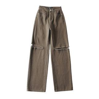 Mid Rise Distressed Loose Fit Jeans