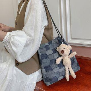 Paneled Shoulder Bag Blue - One Size