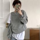 Lettering Zip-up Sweatshirt Gray - One Size
