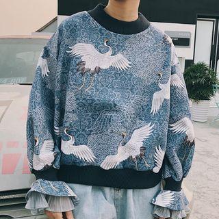 Cranes Print Pullover