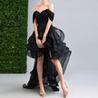Lace Panel Off-shoulder High-low Prom Dress