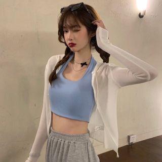 Halter Crop Tank Top / Zip-up Hoodie