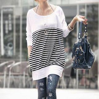 Stripe Panel Long T-shirt