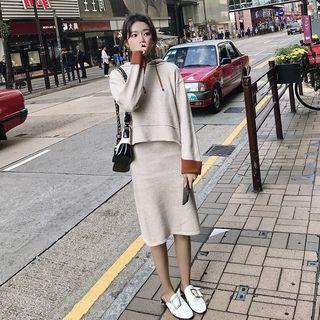 Knit Hoodie / Midi Skirt / Pants / Set