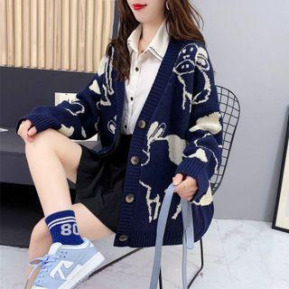Animal Print Loose-fit Cardigan