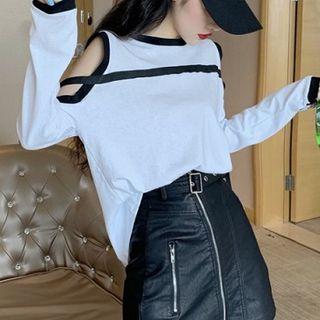 Color-block Panel Long-sleeve Top