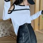Color-block Panel Long-sleeve Top