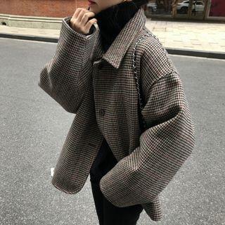 Houndsooth Button-up Coat