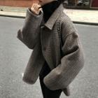 Houndsooth Button-up Coat