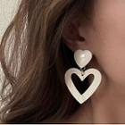 Heart Alloy Dangle Earring 1 Pair - Heart Alloy Dangle Earring - White - One Size