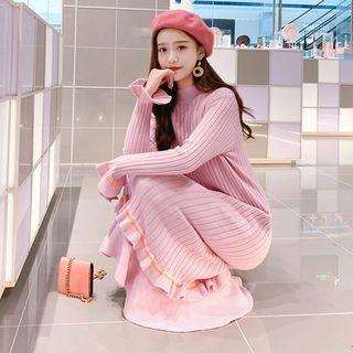 Long Sleeve Stand Collar Knit Dress
