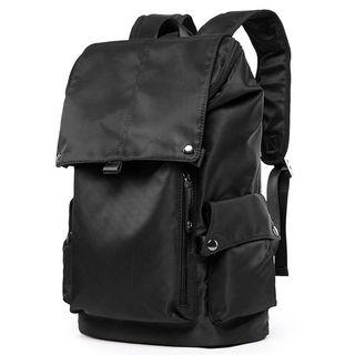 Flap Cover Nylon Backpack Black - One Size