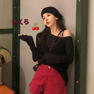Off Shoulder Plain Oversize Top