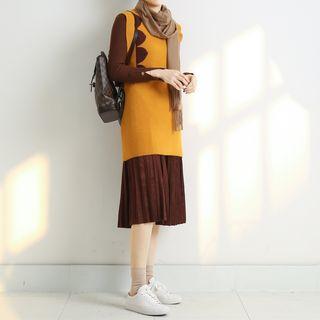 Two-tone Long Knit Vest