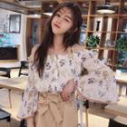 Cold Shoulder Floral Blouse / Shorts