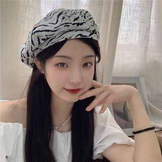 Patterned Beret White & Black - One Size
