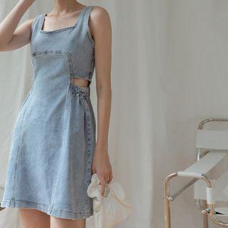 Cut-out Denim Tank Dress