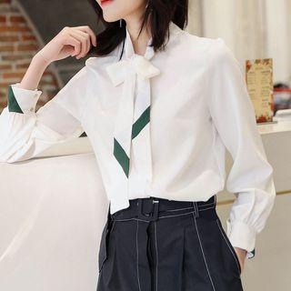 Long-sleeve Panel Chiffon Blouse