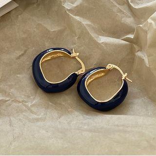 Hoop Earring 1 Pair - Dark Blue - One Size