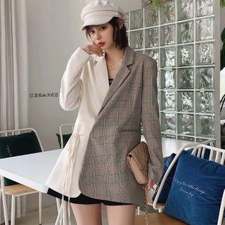 Houndstooth Panel Asymmetric Coat