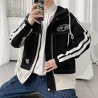 Striped Panel Zipped Jacket