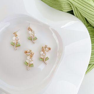 Flower Shell Faux Pearl Alloy Earring