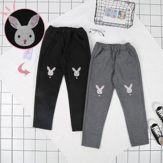 Rabbit Embroidery Straight-fit Pants