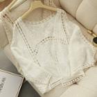 Crochet Trim Open-front Cropped Jacket