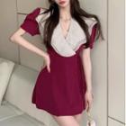 Short-sleeve Collared Mini Dress / Shorts / Set
