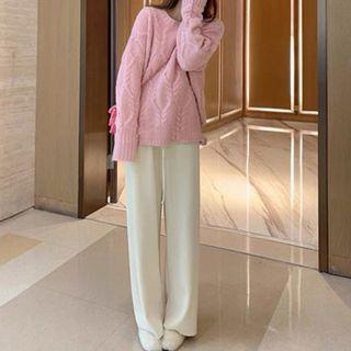 Plain Cable Knit Sweater / Plain Knit Pants