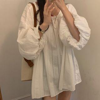 Puff Long-sleeve Blouse White - One Size