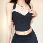 Lace Trim Halter-neck Top