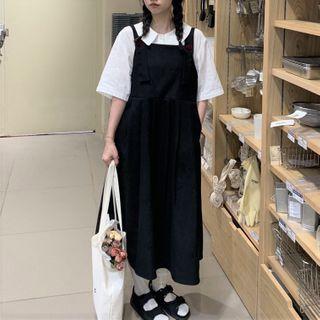 Short-sleeve Blouse / Midi A-line Overall Dress