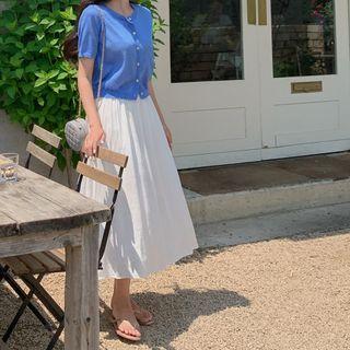 Gathered-waist Midi Skirt