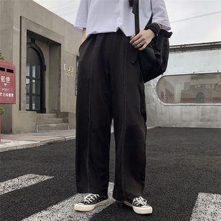 Stitched Straight-cut Washed Jeans