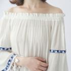 Tasseled Panel 3/4-sleeve Off-shoulder Top