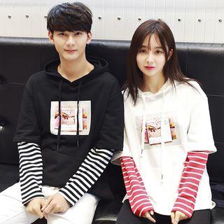 Couple Matching Mock Two Piece Hoodie