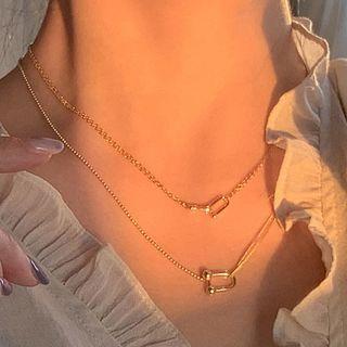 Geometric Pendant Alloy Necklace Silver - One Size