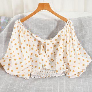 Wide-sleeve Dotted Blouse