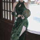 Traditional Chinese Set: Halter Top + Midi Skirt