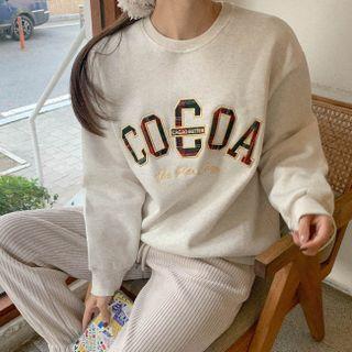 Letter-embroidered Plaid-trim Sweatshirt