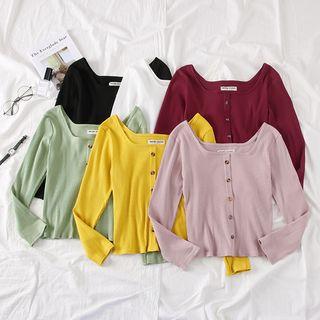 Square-neck Long-sleeved T-shirt