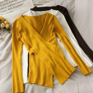 Wrapped V-neck Skinny Knit Top
