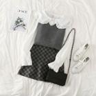 V-neck Knit Vest / Plaid Skirt