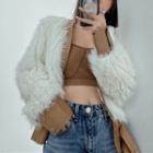 Two-tone Loose-fit V-neck Jacket