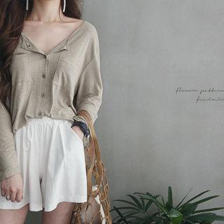Dual-pocket Linen Blend Henley