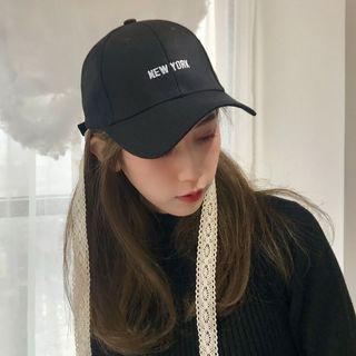 Lace Ribbon Detail Lettering Baseball Cap
